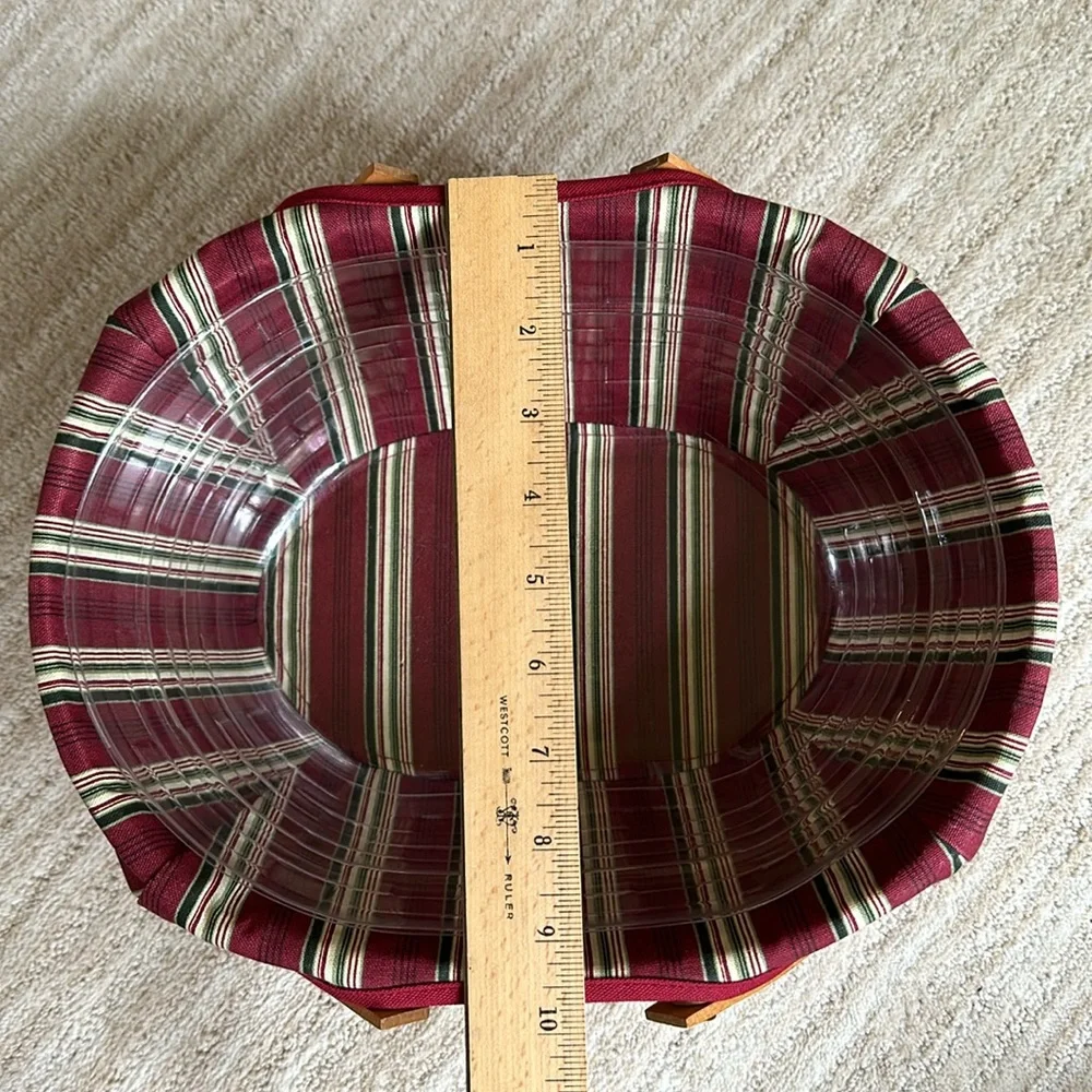 Longaberger Hand Woven Wooden Get-Together Basket, Liner Protector 2004 12 x 9.5